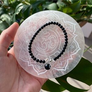 Black Onyx Healing Bracelet with Evil Eye Charm